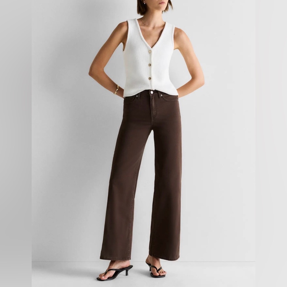 Quince Bella Stretch Wide Leg Jeans in Coffee Bean Brown